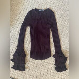 Melanie Lyne Elegant Purple Long-Sleeve Top